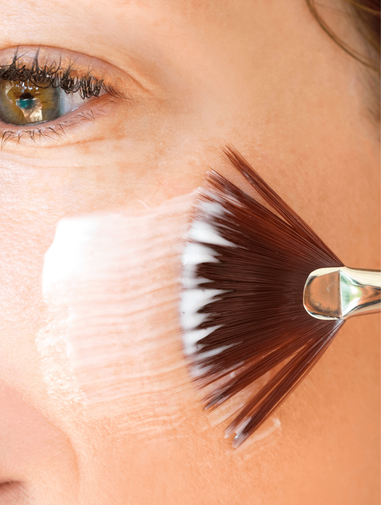 Peel produc being brushed onto the face