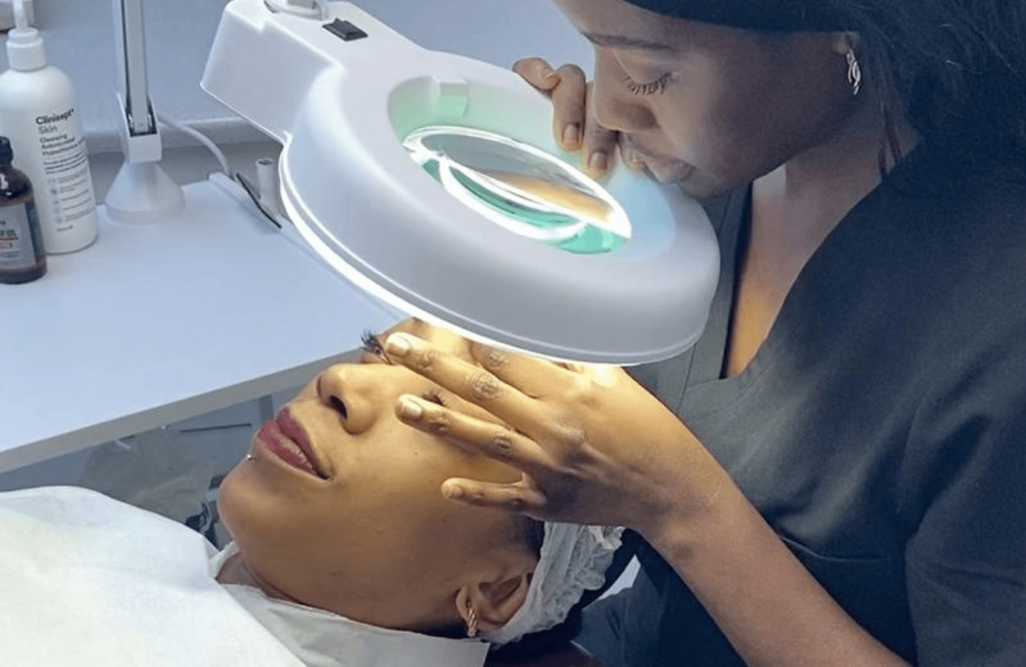 Skin analysis being performed 